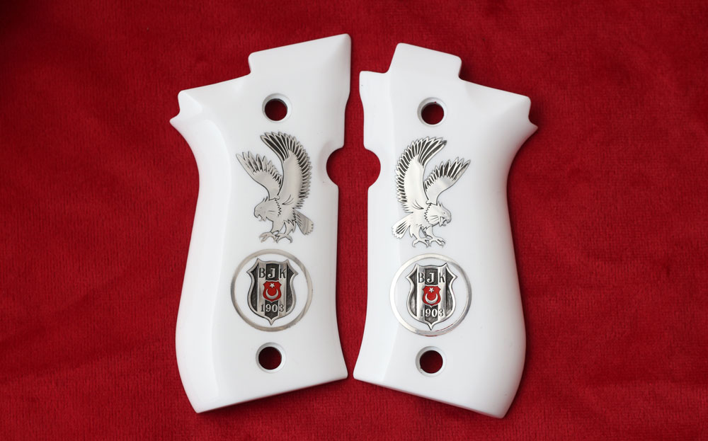 Beretta 81F - 81 FS - 84 F - 84 FS - 84 Cheetah Beyaz Akrilik Gümüş + Mine Logo 