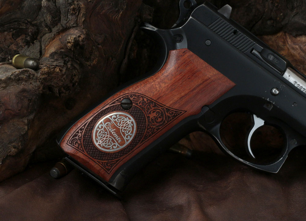 Cz 75B, 75BD, 85 KADET SHADOW1 Gül Ağacı Gümüş Logo (Büyük) 